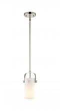  423-1S-PN-G423-7WH - Pilaster II Cylinder - 1 Light - 7 inch Long Glass - Polished Nickel - Pendant