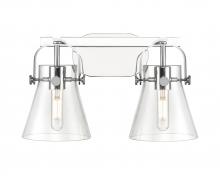  423-2W-PC-G411-6CL - Pilaster II Cone - 2 Light - 17 inch - Polished Chrome - Bath Vanity Light