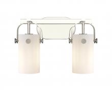  423-2W-PN-G423-7WH - Pilaster II Cylinder - 2 Light - 15 inch - Polished Nickel - Bath Vanity Light