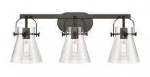  423-3W-BK-G411-6SDY - Pilaster II Cone - 3 Light - 27 inch - Matte Black - Bath Vanity Light