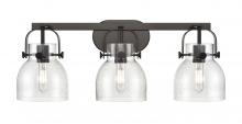  423-3W-BK-G412-6SDY - Pilaster II Bell - 3 Light - 27 inch - Matte Black - Bath Vanity Light