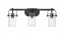  423-3W-BK-G423-7CL - Pilaster II Cylinder - 3 Light - 25 inch - Matte Black - Bath Vanity Light