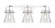  423-3W-PC-G411-6SDY - Pilaster II Cone - 3 Light - 27 inch - Polished Chrome - Bath Vanity Light