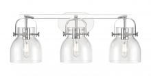  423-3W-PC-G412-6CL - Pilaster II Bell - 3 Light - 27 inch - Polished Chrome - Bath Vanity Light