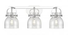  423-3W-PC-G412-6SDY - Pilaster II Bell - 3 Light - 27 inch - Polished Chrome - Bath Vanity Light