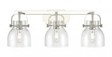  423-3W-PN-G412-6CL - Pilaster II Bell - 3 Light - 27 inch - Polished Nickel - Bath Vanity Light