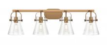  423-4W-BB-G411-6SDY - Pilaster II Cone - 4 Light - 37 inch - Brushed Brass - Bath Vanity Light