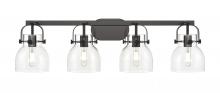  423-4W-BK-G412-6CL - Pilaster II Bell - 4 Light - 37 inch - Matte Black - Bath Vanity Light