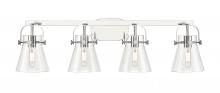  423-4W-PC-G411-6CL - Pilaster II Cone - 4 Light - 37 inch - Polished Chrome - Bath Vanity Light