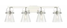  423-4W-PN-G411-6SDY - Pilaster II Cone - 4 Light - 37 inch - Polished Nickel - Bath Vanity Light