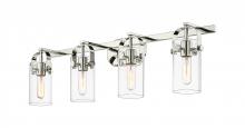  423-4W-PN-G423-7CL - Pilaster II Cylinder - 4 Light - 35 inch - Polished Nickel - Bath Vanity Light