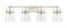  423-4W-SN-G411-6SDY - Pilaster II Cone - 4 Light - 37 inch - Satin Nickel - Bath Vanity Light