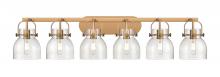  423-6W-BB-G412-6SDY - Pilaster II Bell - 6 Light - 46 inch - Brushed Brass - Bath Vanity Light