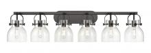  423-6W-BK-G412-6CL - Pilaster II Bell - 6 Light - 46 inch - Matte Black - Bath Vanity Light