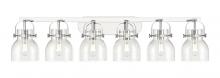  423-6W-PC-G412-6CL - Pilaster II Bell - 6 Light - 46 inch - Polished Chrome - Bath Vanity Light