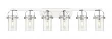  423-6W-PC-G423-7SDY - Pilaster II Cylinder - 6 Light - 44 inch - Polished Chrome - Bath Vanity Light