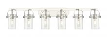  423-6W-PN-G423-7SDY - Pilaster II Cylinder - 6 Light - 44 inch - Polished Nickel - Bath Vanity Light