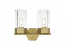  427-2W-BB-G427-9CL - Claverack - 2 Light - 13 inch - Brushed Brass - Bath Vanity Light