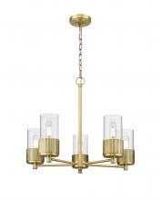  428-5CR-BB-G428-7CL - Bolivar - 5 Light - 25 inch - Brushed Brass - Chain Hung - Chandelier