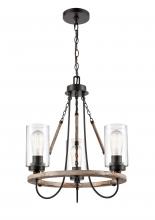  442-3CR-BK-CL - Paladin - 3 Light - 19 inch - Matte Black - Chain Hung - Mini Chandelier