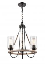  442-3CR-BK-G4424 - Paladin - 3 Light - 19 inch - Matte Black - Chain Hung - Mini Chandelier