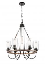  442-6CR-BK-G4422 - Paladin - 6 Light - 25 inch - Matte Black - Chain Hung - Chandelier