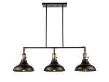  443SW-3I-BAB-M15BK-LED - Metro - 3 Light - 38 inch - Black Antique Brass - Cord hung - Island Light