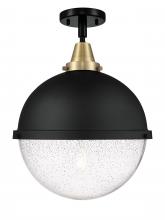 Innovations Lighting 447-1C-BAB-HFS-124-BK-LED - Hampden - 1 Light - 13 inch - Black Antique Brass - Semi-Flush Mount