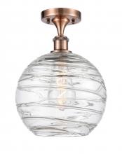  516-1C-AC-G1213-10-LED - Athens Deco Swirl - 1 Light - 10 inch - Antique Copper - Semi-Flush Mount