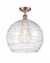  516-1C-AC-G1213-14 - Athens Deco Swirl - 1 Light - 14 inch - Antique Copper - Semi-Flush Mount