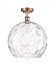  516-1C-AC-G1215-14 - Athens Water Glass - 1 Light - 13 inch - Antique Copper - Semi-Flush Mount