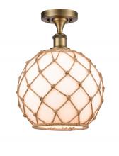  516-1C-BB-G121-10RB - Farmhouse Rope - 1 Light - 10 inch - Brushed Brass - Semi-Flush Mount