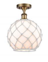  516-1C-BB-G121-10RW - Farmhouse Rope - 1 Light - 10 inch - Brushed Brass - Semi-Flush Mount