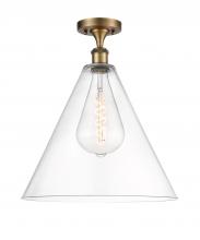  516-1C-BB-GBC-162 - Berkshire - 1 Light - 16 inch - Brushed Brass - Semi-Flush Mount