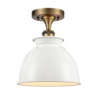  516-1C-BB-M14-W - Adirondack - 1 Light - 8 inch - Brushed Brass - Semi-Flush Mount