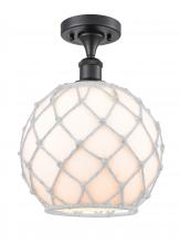  516-1C-BK-G121-10RW - Farmhouse Rope - 1 Light - 10 inch - Matte Black - Semi-Flush Mount