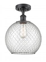  516-1C-BK-G122-10CSN - Farmhouse Chicken Wire - 1 Light - 10 inch - Matte Black - Semi-Flush Mount