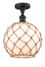  516-1C-OB-G121-10RB - Farmhouse Rope - 1 Light - 10 inch - Oil Rubbed Bronze - Semi-Flush Mount