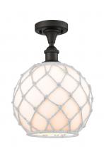  516-1C-OB-G121-10RW - Farmhouse Rope - 1 Light - 10 inch - Oil Rubbed Bronze - Semi-Flush Mount