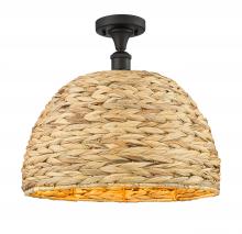  516-1C-OB-RBD-16-NAT - Woven Rattan - 1 Light - 16 inch - Oil Rubbed Bronze - Semi-Flush Mount