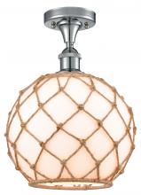  516-1C-PC-G121-10RB - Farmhouse Rope - 1 Light - 10 inch - Polished Chrome - Semi-Flush Mount