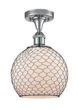  516-1C-PC-G121-8CBK - Farmhouse Chicken Wire - 1 Light - 8 inch - Polished Chrome - Semi-Flush Mount