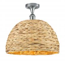  516-1C-PC-RBD-16-NAT - Woven Rattan - 1 Light - 16 inch - Polished Chrome - Semi-Flush Mount