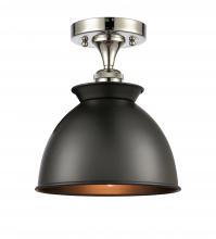 Innovations Lighting 516-1C-PN-M14-BK-LED - Adirondack - 1 Light - 8 inch - Polished Nickel - Semi-Flush Mount