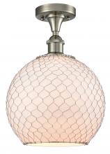  516-1C-SN-G121-10CSN - Farmhouse Chicken Wire - 1 Light - 10 inch - Brushed Satin Nickel - Semi-Flush Mount