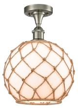  516-1C-SN-G121-10RB - Farmhouse Rope - 1 Light - 10 inch - Brushed Satin Nickel - Semi-Flush Mount