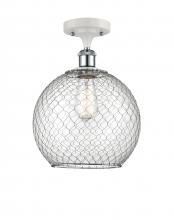  516-1C-WPC-G122-10CSN - Farmhouse Chicken Wire - 1 Light - 10 inch - White Polished Chrome - Semi-Flush Mount