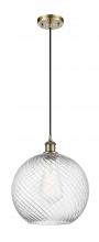  516-1P-AB-G1214-12 - Athens Twisted Swirl - 1 Light - 12 inch - Antique Brass - Cord hung - Mini Pendant