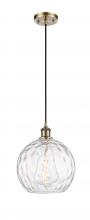  516-1P-AB-G1215-10 - Athens Water Glass - 1 Light - 10 inch - Antique Brass - Cord hung - Mini Pendant