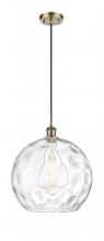  516-1P-AB-G1215-14 - Athens Water Glass - 1 Light - 13 inch - Antique Brass - Cord hung - Pendant